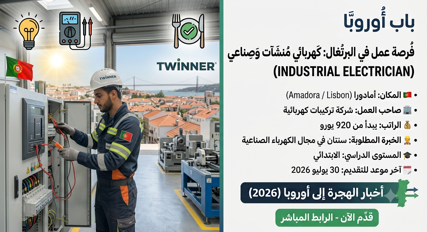 فرصة عمل مميزة: مطلوب كهربائي منشآت وصناعي (Industrial Electrician) في لشبونة، البرتغال مع توفير الوجبات