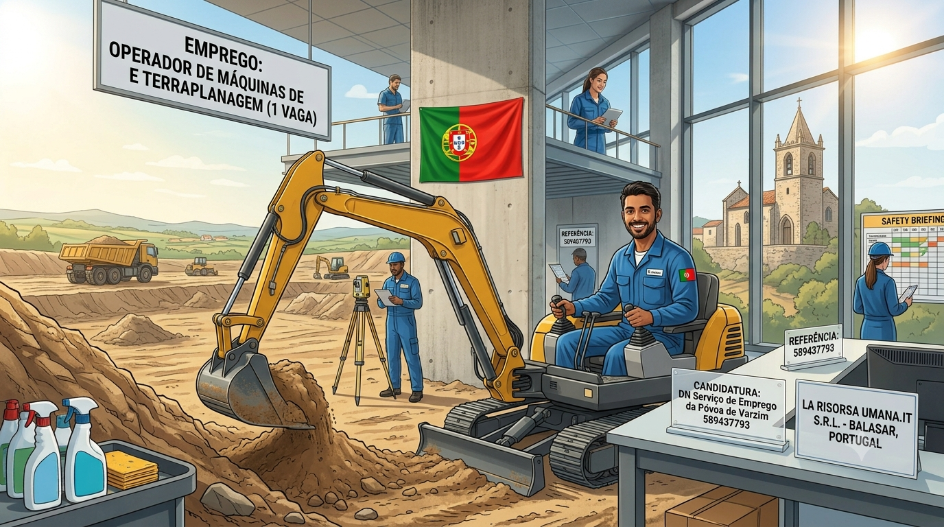 فرصة عمل في البرتغال: مشغل آلات الحفر وتسوِيَة التربة (Earthmoving Plant Operator)