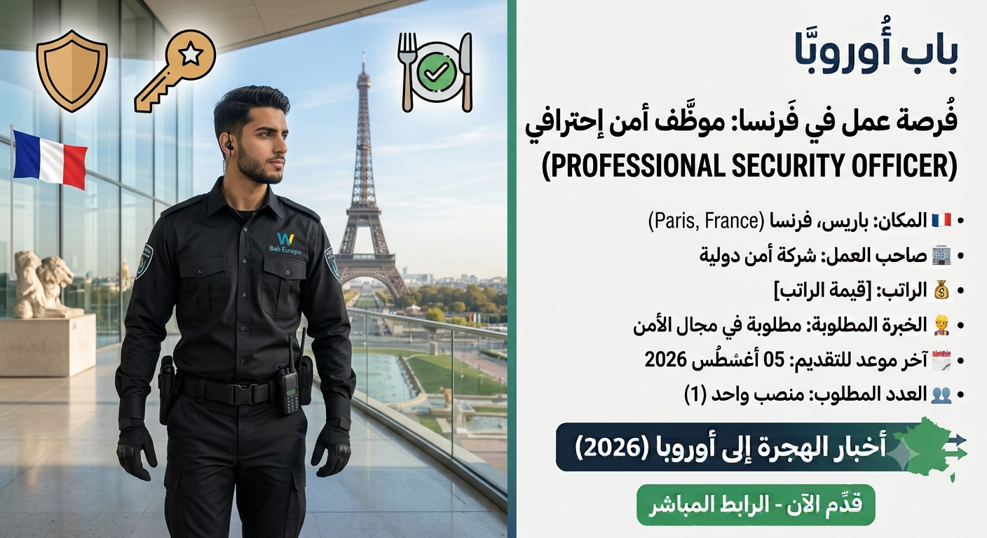 فرصة عمل مميزة: مطلوب موظف [اسم الوظيفة] بعقد توظيف مباشر (Direct Hire) في أوروبا