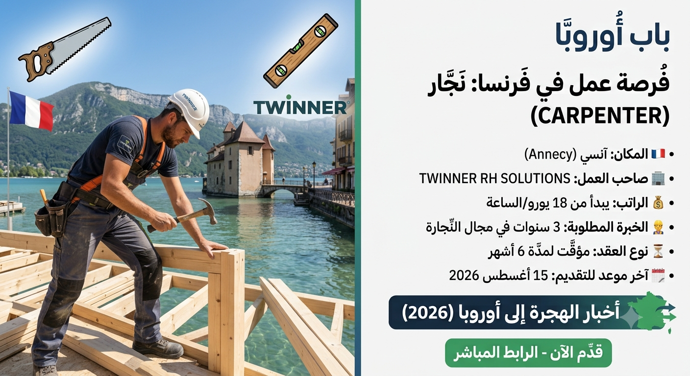 فرصة عمل مميزة: مطلوب نجار (Carpenter) في فرنسا بعقد لمدة 6 أشهر